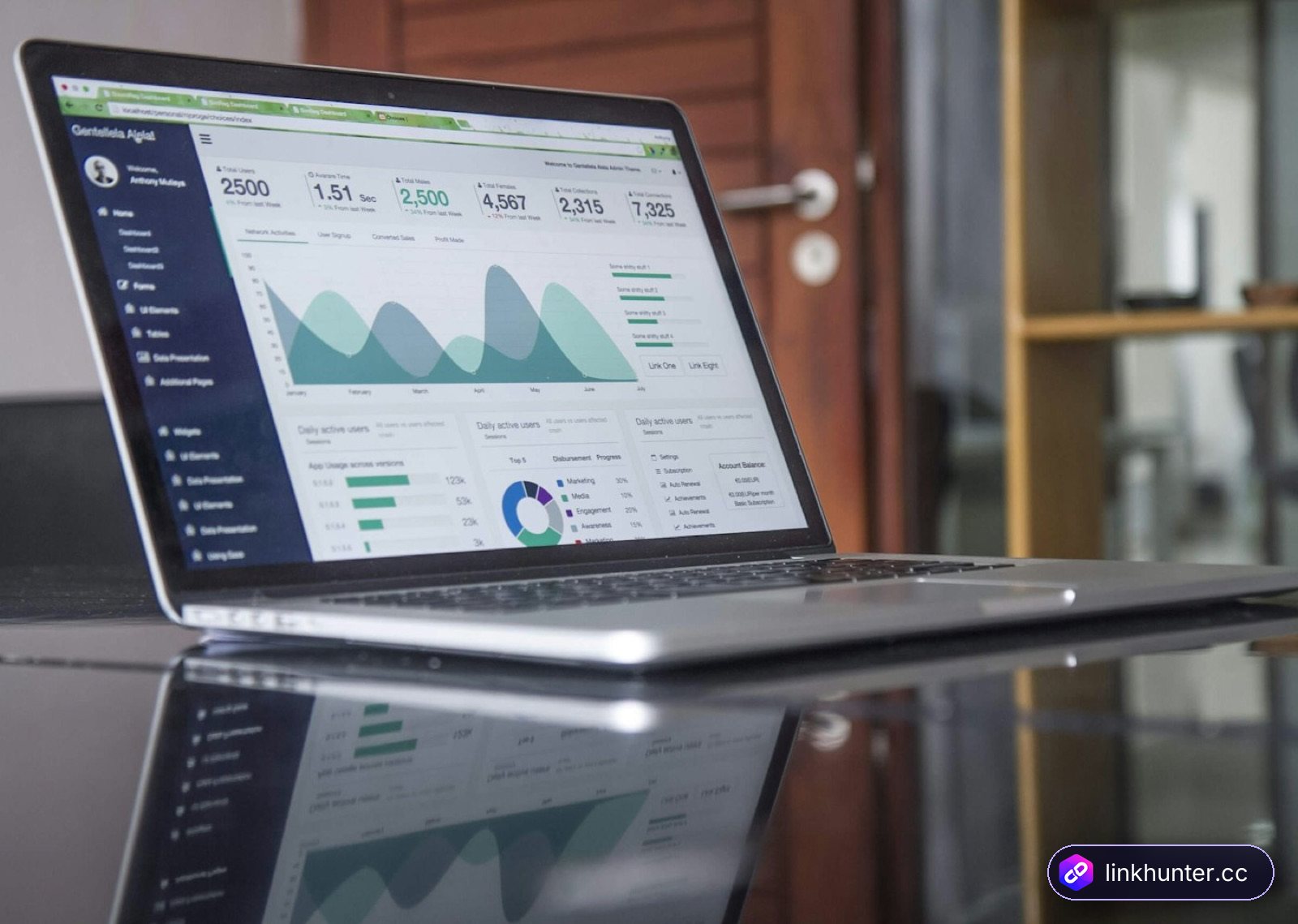 Laptop showing analytics charts used to compare outreach tool pricing and reply rates